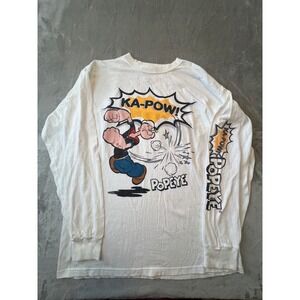 Popeye Long Sleeve Shirt Mens Large White Ka-Pow Graphic Tee